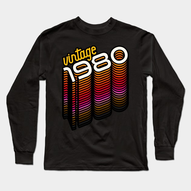 Vintage 1980 ))(( Retro Birthday Year Gift Long Sleeve T-Shirt by darklordpug